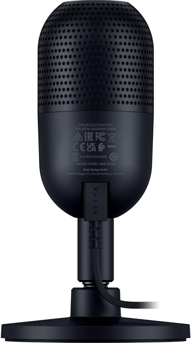 Razer Seiren V3 Mini - Ultrakompaktes USB-Mikrofon (14mm Supernieren Kondensatormikrofon, Tap-to-Mute-Sensor mit LED-Anzeige, integrierter Stoßdämpfer, Plug-and-Play Design) Schwarz