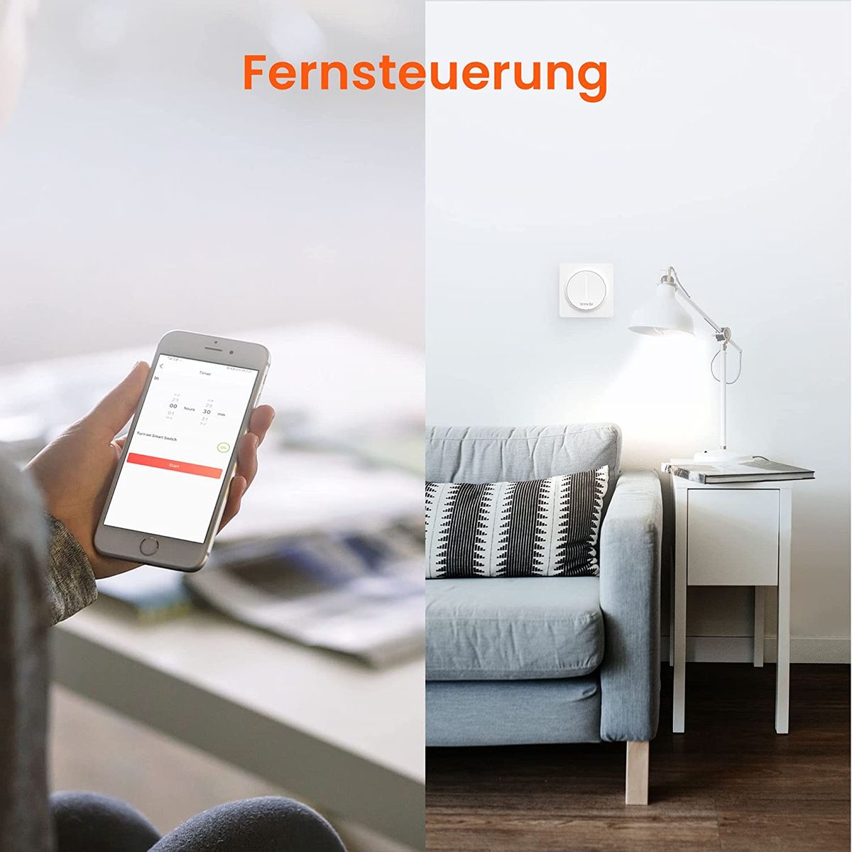 Tenda SS9 Smart Dimmer Lichtschalter- Intelligenter WLAN Lichtschalter mit Touch Panel and Timer, APP/Voice Control, kompatible mit Alexa and Google, Wandschalter, einpolig, benötigt Neutralleiter SS9 dimmbar