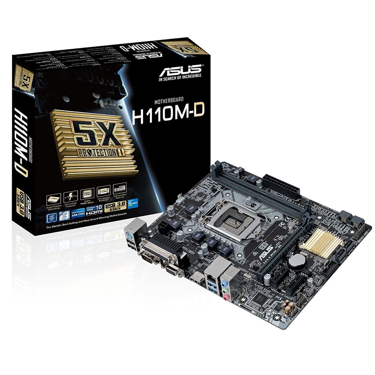 Asus Motherboard H110M-D Core i7/i5/i3 LGA1151 H110 DDR4 PCI Express SATA micro-ATX