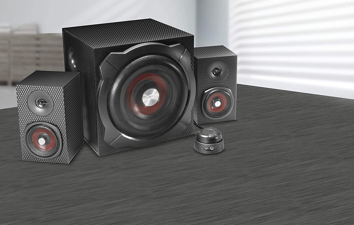 Speedlink GRAVITY CARBON 2.1 Subwoofer Lautsprechersystem 120W Peak-Power Bluetooth-Verbindung für Smartphone/Tablet