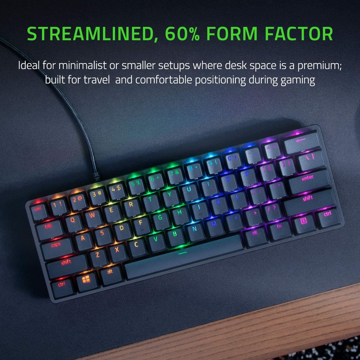 Razer Huntsman Mini Gaming Keyboard Optical Purple Switches Chroma RGB UK Layout QWERTY