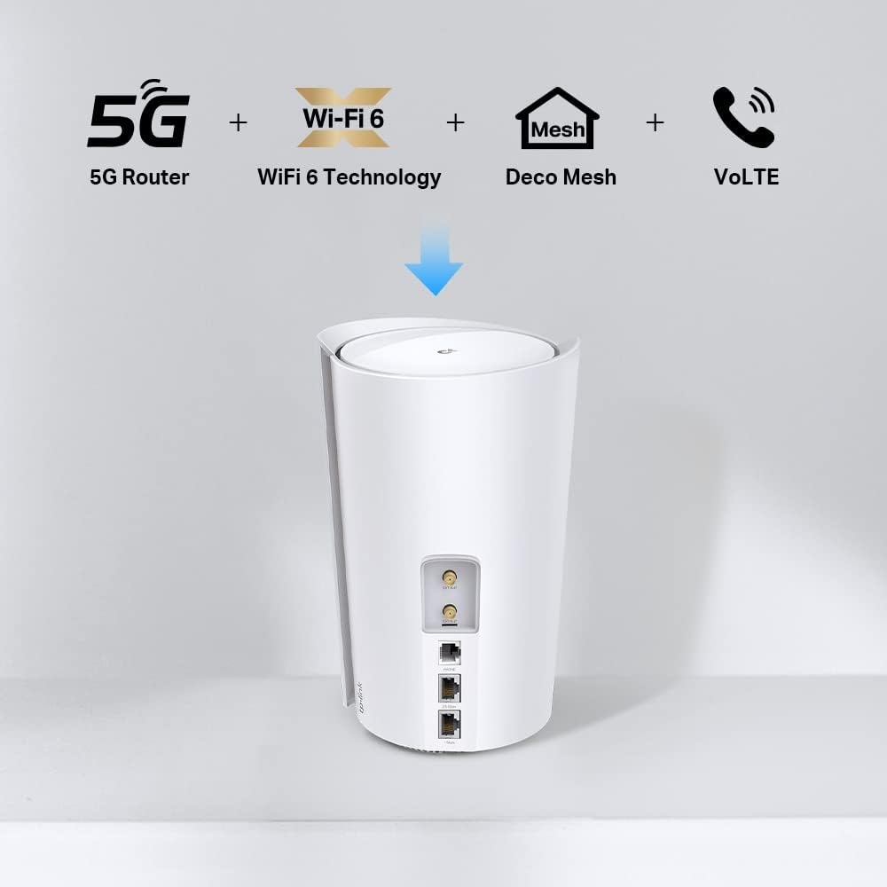 TP-Link Deco X80-5G LTE WLAN Router, 5G-Technologie, 1 × 2, 5-Gbit/s-Port + Gigabit-Port, Volte/VoIP, Unterstützt Mesh-Technologie