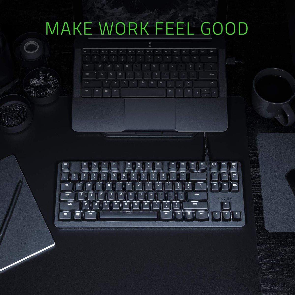 Razer BlackWidow Lite Gaming Keyboard Orange Switches TKL UK Layout QWERTY