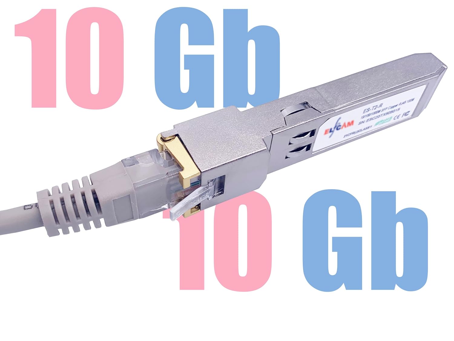 Elfcam 10Gb-SFP+ SFP+ Transceiver 10GBase-T RJ45 Kupfer, 30 m, kompatibel mit Cisco Ubiquiti Netgear