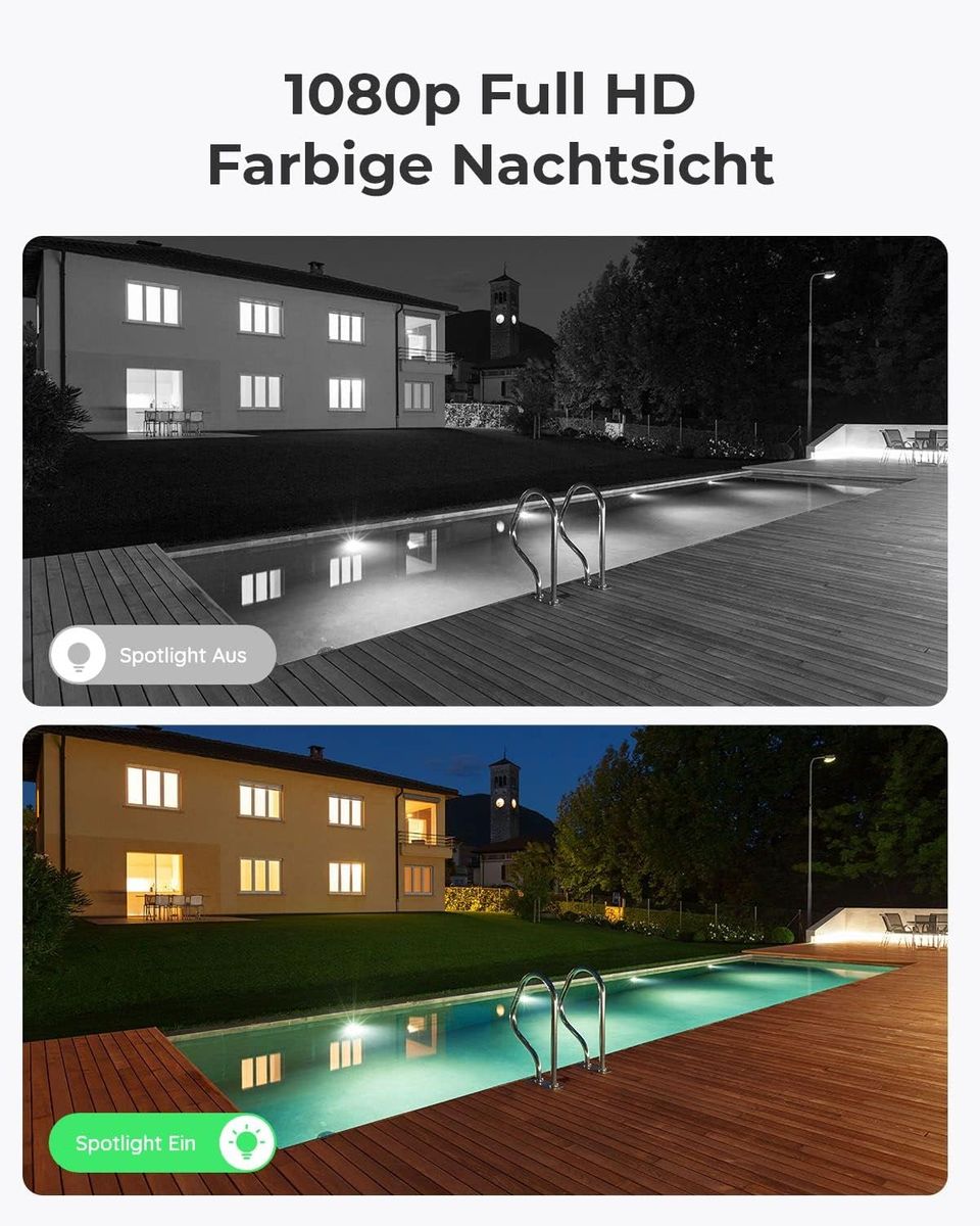 Reolink Lumus Schwarz WLAN Kamera Outdoor mit Licht Spotlight, 1080P Überwachungskamera Aussen mit 2-Wege-Audio, Bewegungserkennung + PIR, Micro SD-Kartenslot, Sirene