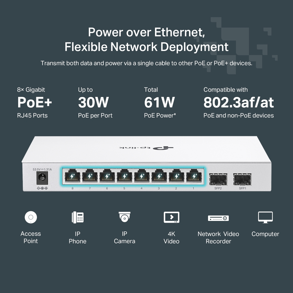 TP-Link FESTA FS310GP Netzwerk-Switch Managed L2/L2+ Gigabit Ethernet (10/100/1000) Power over Ethernet (PoE) 1U Weiß