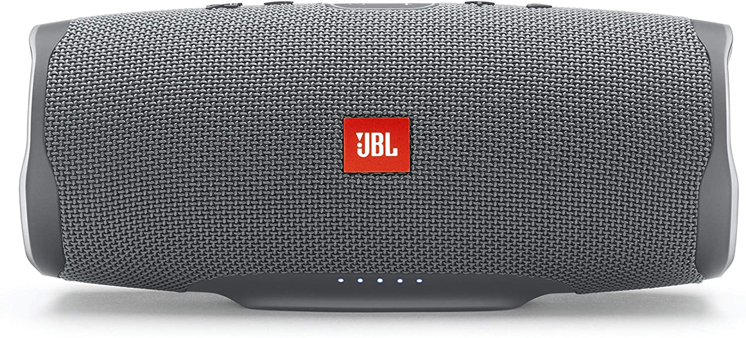 JBL Charge 4 Bluetooth-Lautsprecher in Grau – Wasserfeste, portable Boombox mit integrierter Powerbank – Mit nur einer Akku-Ladung bis zu 20 Stunden kabellos Musik streamen