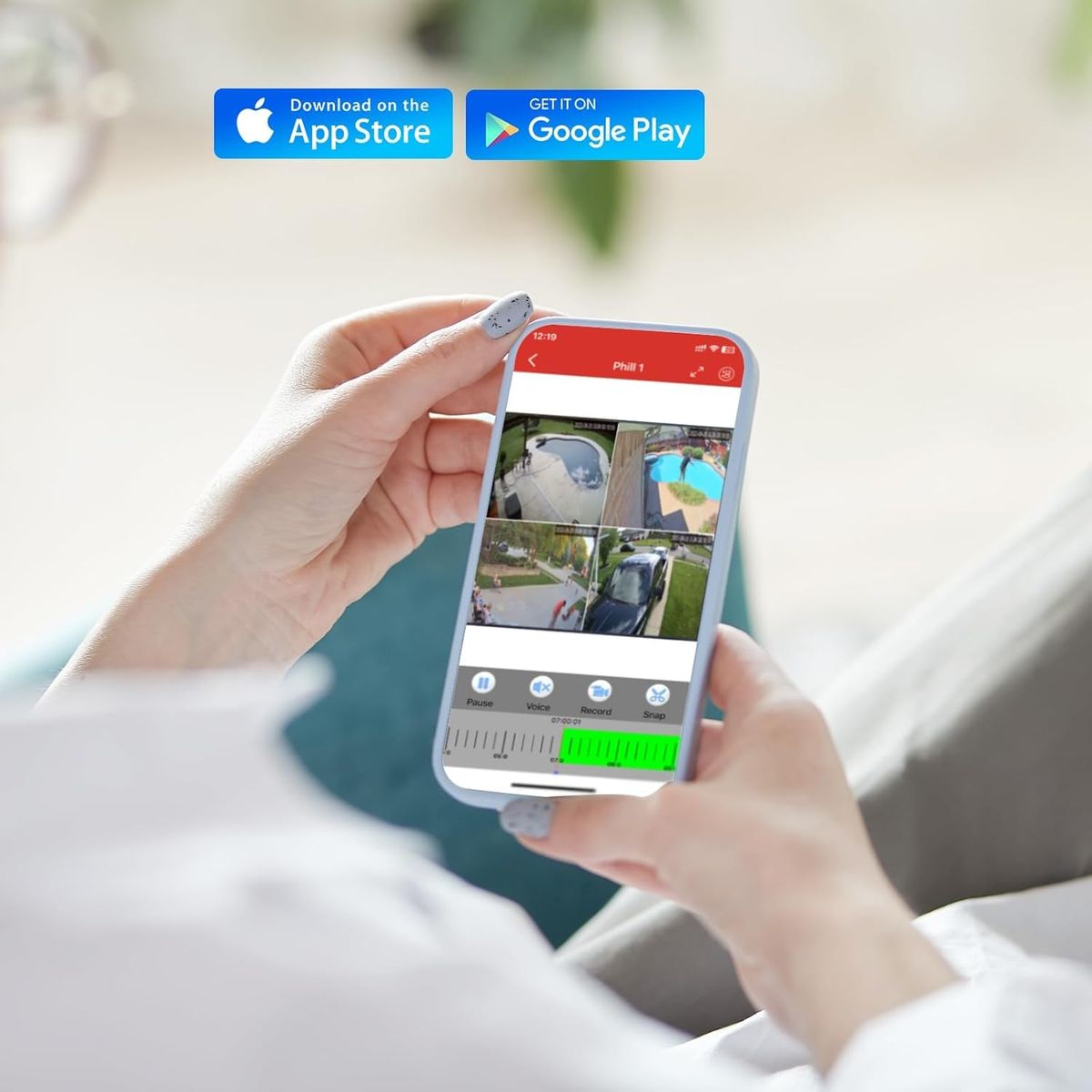 Maisi 87708 Drahtloses CCTV-Kamerasystem 3MP HD, 4CH NVR, 4 Außenkameras, Bewegungserkennung, Tag-/Nachtsicht, 500 GB Festplatte