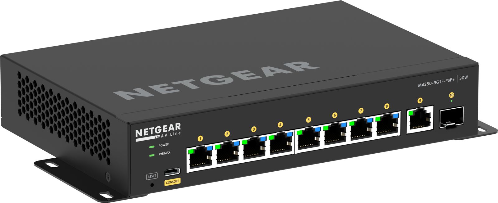 NETGEAR AV Line M4250-9G1F-PoE+ vollständig verwalteter Desktop-Switch (GSM4210PD)
