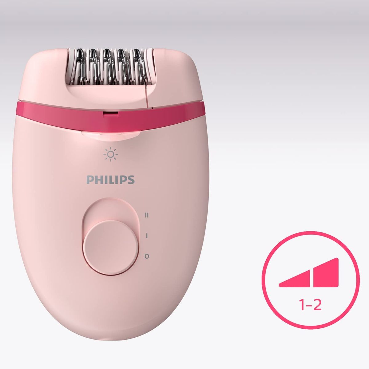 Philips Satinelle Essential epilator set BRP531/00 Smooth skin for weeks 2 speed settings mini epilator for sensitive areas tweezers for fine corrections pink/white.