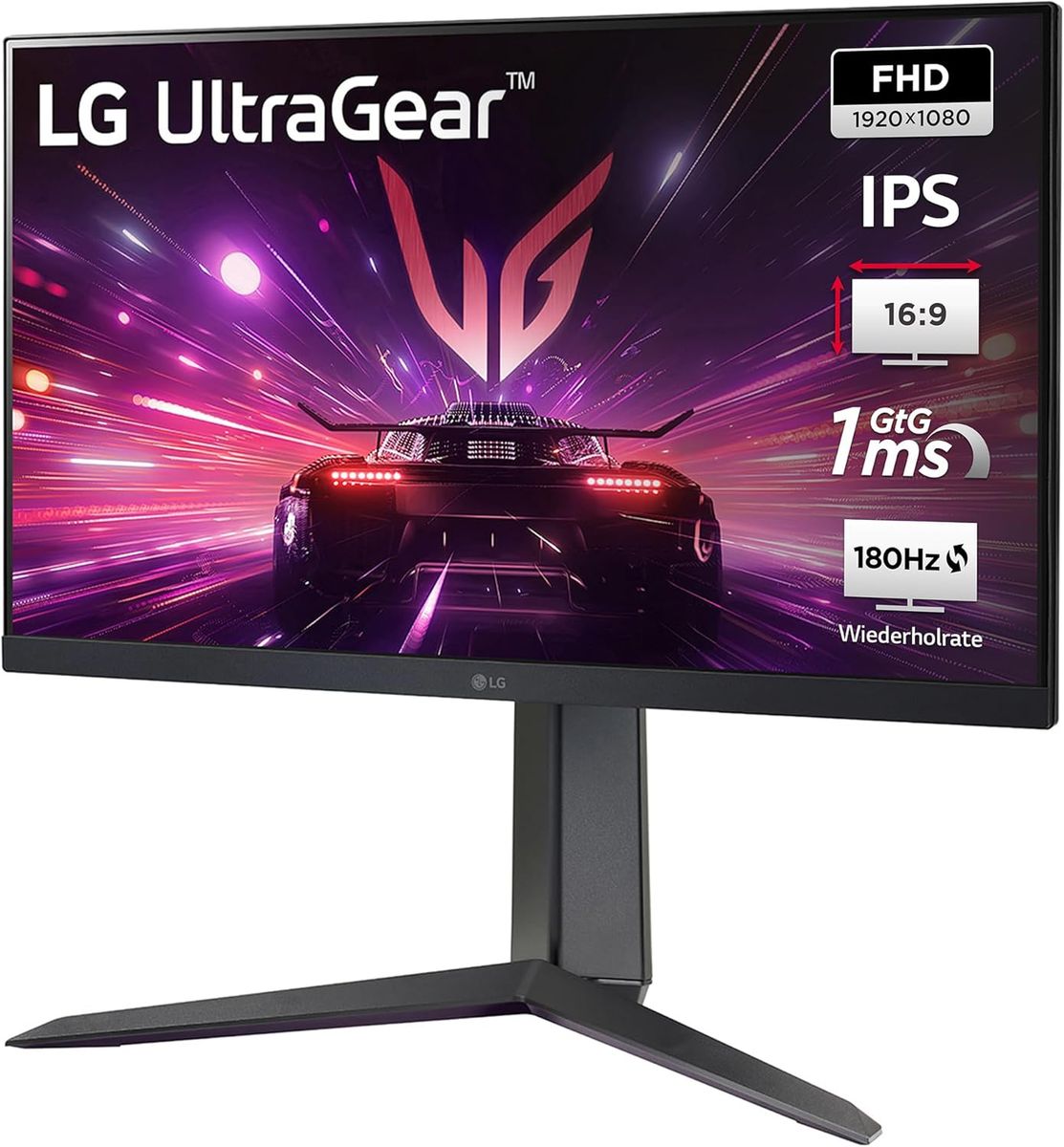 LG Electronics 24GS65F-B.AEU Ultragear™ FHD Gaming IPS-Monitor 24“ (60,47cm), 1920 x 1080, 16:9, 1ms GtG, 180 Hz, HDR10, NVIDIA G-Sync™, AMD FreeSync™ - Schwarz