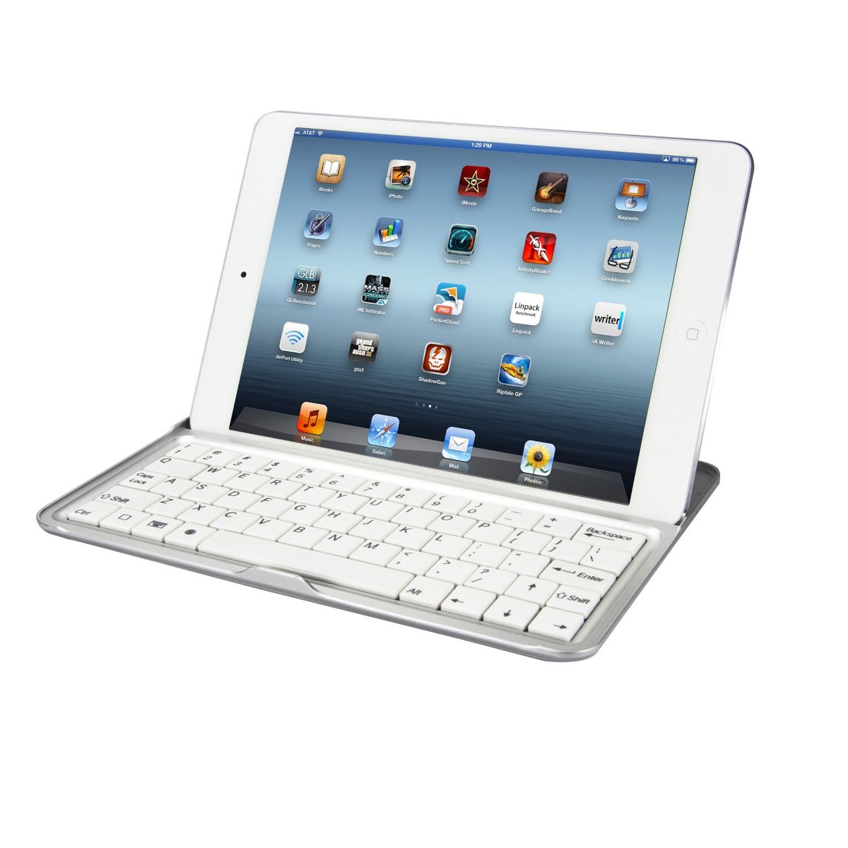Super legend Aluminium Bluetooth Keyboard for iPad Mini - White (USA Layout - QWERTY)