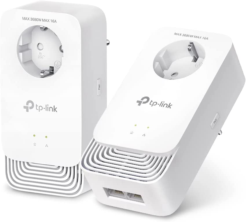 TP-Link PG2400P Kit Powerline G.hn2400, 2+2 Anschlüsse Gigabit Ethernet, Extra-Steckdose, Energiesparmodus, Plug & Play, Nicht kompatibel mit HomePlug AV/AV2-Powerline-Adaptern G.hn2400 mit Steckdose