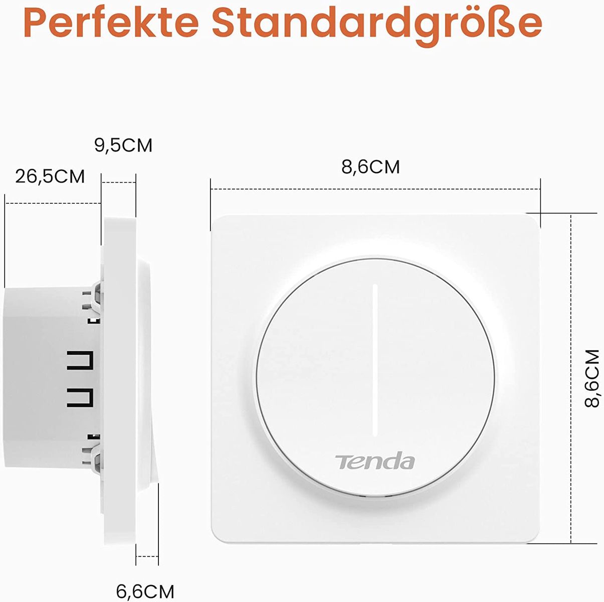 Tenda SS9 Smart Dimmer Lichtschalter- Intelligenter WLAN Lichtschalter mit Touch Panel and Timer, APP/Voice Control, kompatible mit Alexa and Google, Wandschalter, einpolig, benötigt Neutralleiter SS9 dimmbar