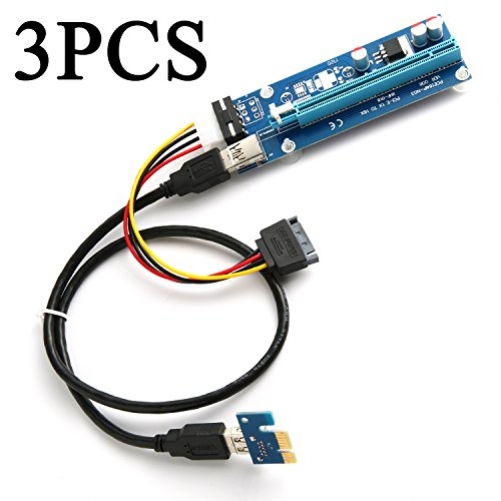 marktol PCI-E 1 X zu 16 X Powered Riser Adapter Karte 60 cm USB 3.0 Power Kabel SATA 15 pin-4pin Power Adapter Kabel 3pcs