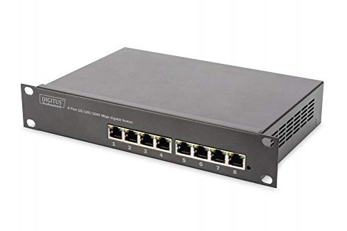 Digitus 10 inch 8-Port Gigabit Ethernet Switch 8 x 10/100/1000Mbps RJ45, integrated power supply incl. 10 inch bracket