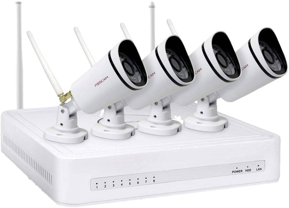 Foscam FN7108W-B4-1T Video-Überwachungssystem Weiß 1x NVR (FN7108W) inkl. 1TB Festplatte, 4X WLAN-Kamera (FI9910W)