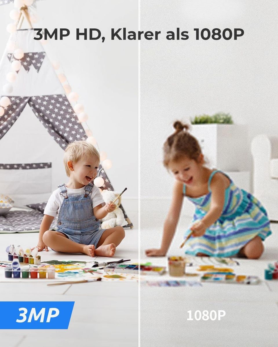 Reolink E1-B Indoor Überwachungskamera, WLAN, 2K 3MP, 355° Schwenk & 50° Neigung, IR-Nachtsicht 12m, 2-Wege-Audio, Personen- & Haustiererkennung, Baby Monitor, microSD