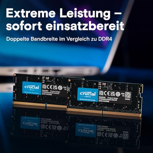 Crucial CT32G52C42S5 32 GB (1 x 32 GB) DDR5 SO-DIMM 5200 MHz CL42 1.1 V Laptop-Arbeitsspeicher