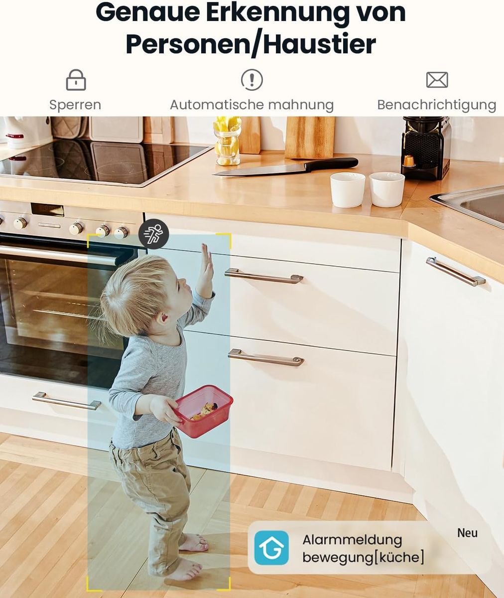 ieGeek SC1 2K 3MP Indoor Überwachungskamera, 360° PTZ, Dual-Band WLAN, Zwei-Wege-Audio, PIR Bewegungserkennung, Auto-Tracking, 15 m Nachtsicht, Alexa, EU Stecker