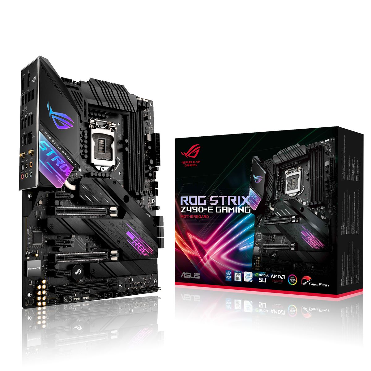 ASUS ROG Strix Z490-E Gaming 90MB12P0-M0MAY0 Mainboard ATX LGA1200 Intel Z490, DDR4 128GB, WLAN, Bluetooth 5.1, 2.5GbE, M.2, SATA III, UEFI