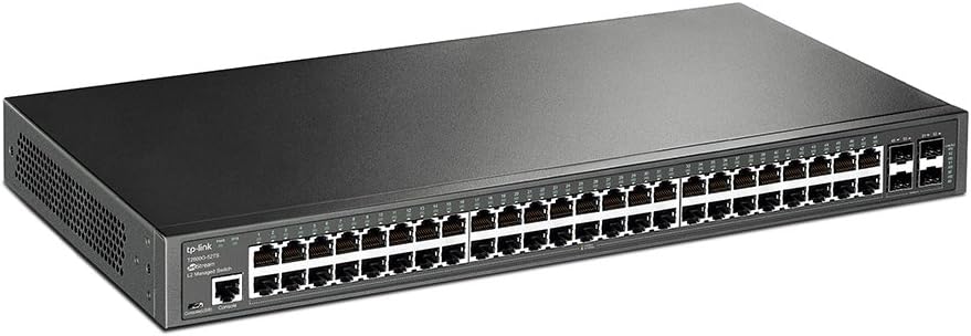 TP-Link T2600G-52TS V3.0 Managed L2+ Switch, 48x Gigabit + 4x SFP, 1U Rack, Schwarz, Netzteil