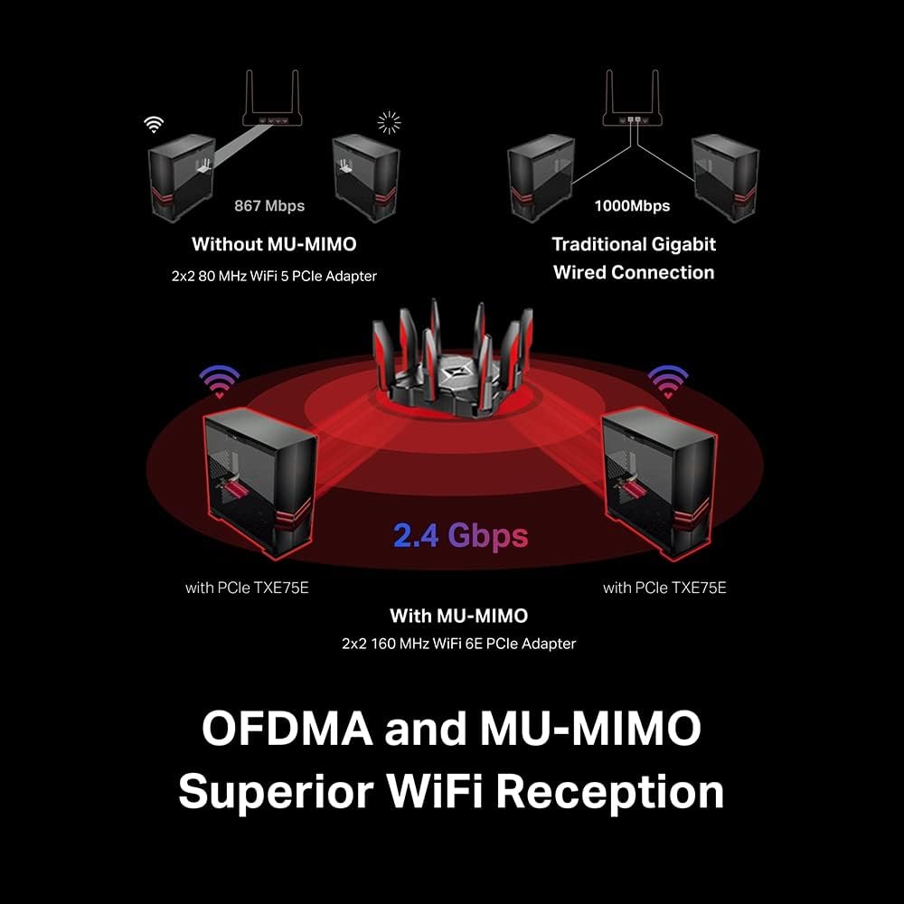 TP-Link Archer TXE75E Wi-Fi 6E WLAN PCIe Netzwerkkarte mit Bluetooth 5.2, 5400 Mbps, WPA3, Inter Chipsatz mit 2 abnehmbaren Antennen, Win 11/10 AXE5400 Wi-Fi 6E + Base