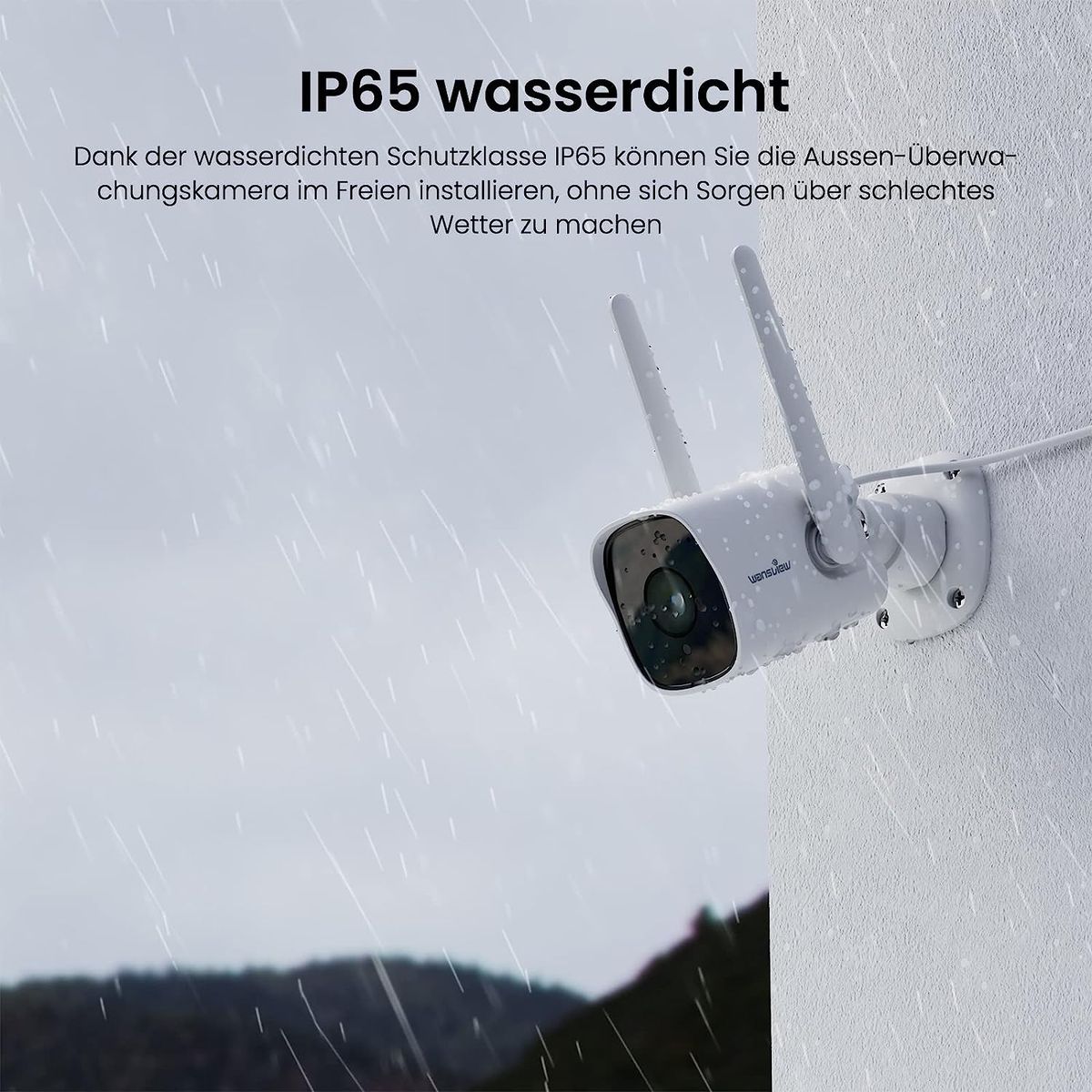 wansview Überwachungkamera Aussen WLAN - 2K WLAN Kamera Outdoor, WiFi Camera mit Datenschutzbereich, Zwei-Wege-Audio, SD Kartenslot, RTSP, Fernzugriff Y1 (Weiß)