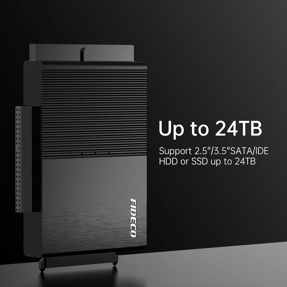 FIDECO PL319 IDE & SATA Festplatten-Adapter, USB 3.0, Netzschalter, Konverter für 2,5"/3,5" HDD & SSD, CD/DVD-Laufwerke, Schwarz, EU Stecker