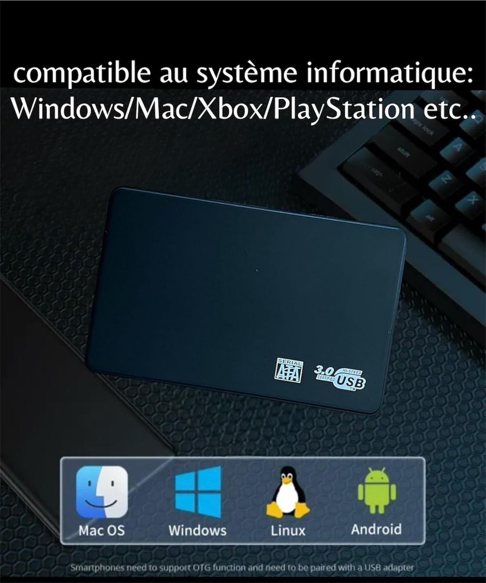 Generic B0DM6QF4C5 Externe 2,5 Zoll Festplatte, Tragbar, 500 GB, USB 3.0, Ultradünn, Schwarz