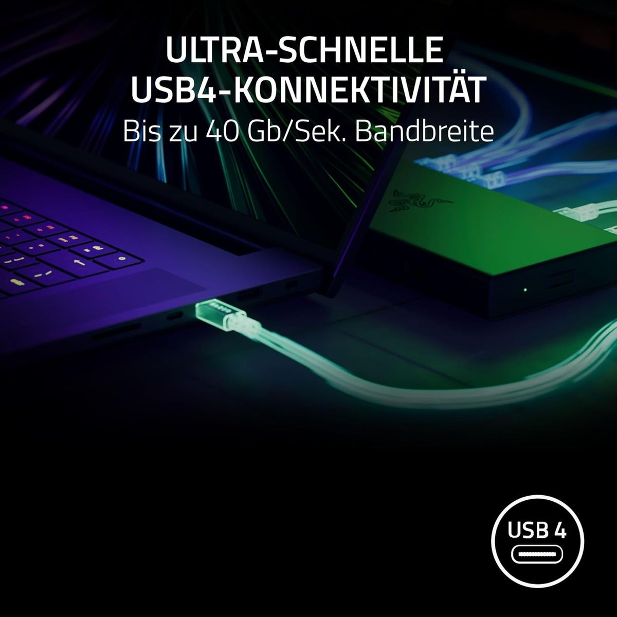 Razer USB 4 Dock - High-Speed-Dock für Gaming und Produktivität - 14-Port - Dual-Display-Unterstützung, Geräteaufladung (3X USB-C, 5X USB-A, HDMI, Gigabit Ethernet, 3.5mm Audio) Mercury