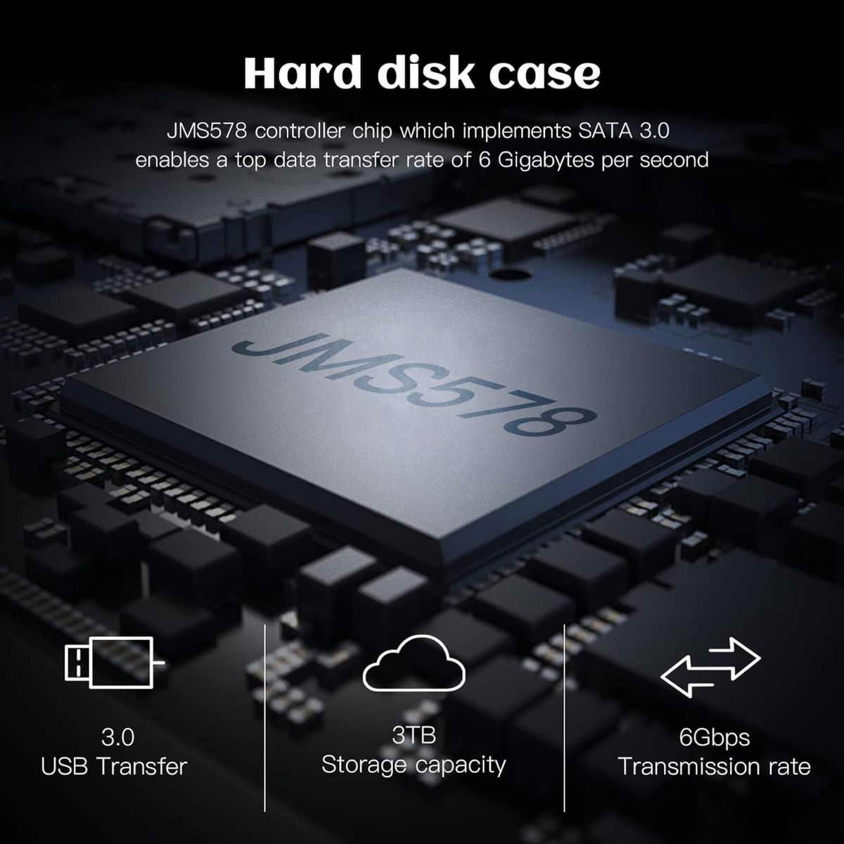 Solustre Externe Festplatte, tragbar, Mobile Festplatte, hohe Geschwindigkeit, Usb3.0 unterstützt Festplatte 3 TB für PC, Desktop, Laptop und mehr (weiß) schwarz Schwarz 12,5 * 8 cm