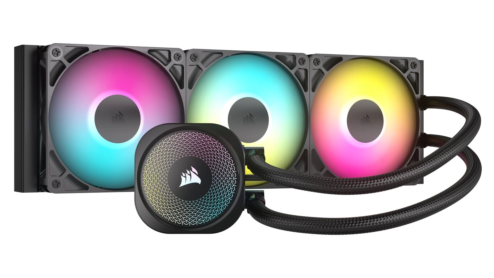 Corsair Nautilus 360 RS ARGB Prozessor-Luftkühler, 3x 120mm Lüfter, PWM, 1700 RPM, 94,87 cfm, 3,91 mmH2O, Schwarz