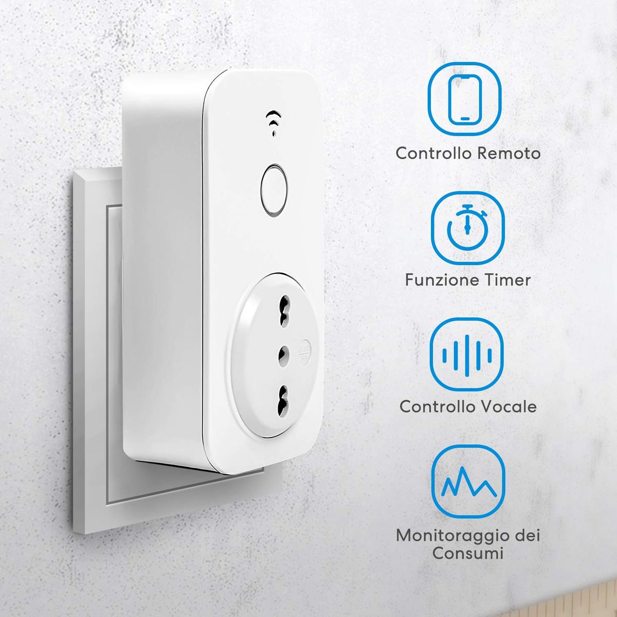 Meross Italienische WiFi-Steckdose 16A, intelligente Energieüberwachung (Typ L), Programmfunktion, Sprachsteuerung und Fernbedienung, kompatibel mit Alexa, Google Assistant, 3840 W, 2 Stück Meross Italienische WiFi-Steckdose 16A, intelligente Energieüberwachung (Typ L), Programmfunktion, Sprachsteuerung und Fernbedienung, kompatibel mit Alexa, Google Assistant, 3840 W, 2 Stück