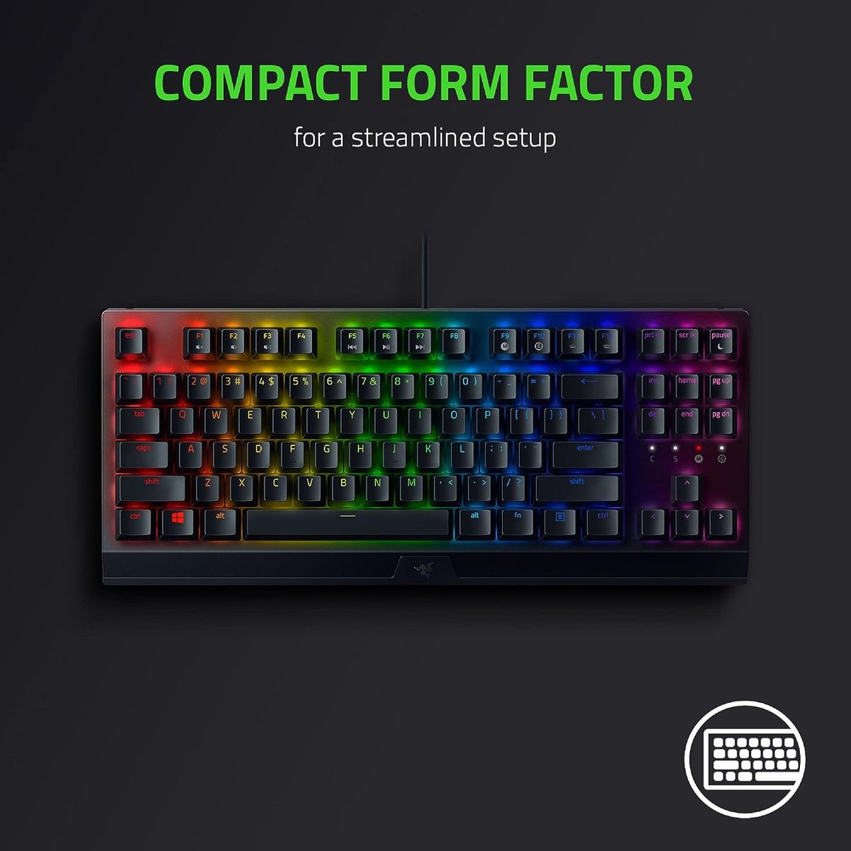 Razer BlackWidow V3 TKL Gaming Keyboard Green Switches Chroma RGB USA Layout QWERTY ANSI