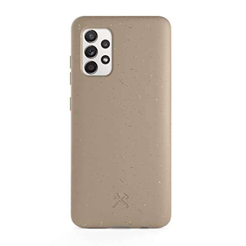 Woodcessories ECO584 Smartphone-Hülle für Samsung Galaxy A52, nachhaltig aus Weizen-Bio-TPU, Taupe, matt, Sturzschutz, extra Grip, veganes Material