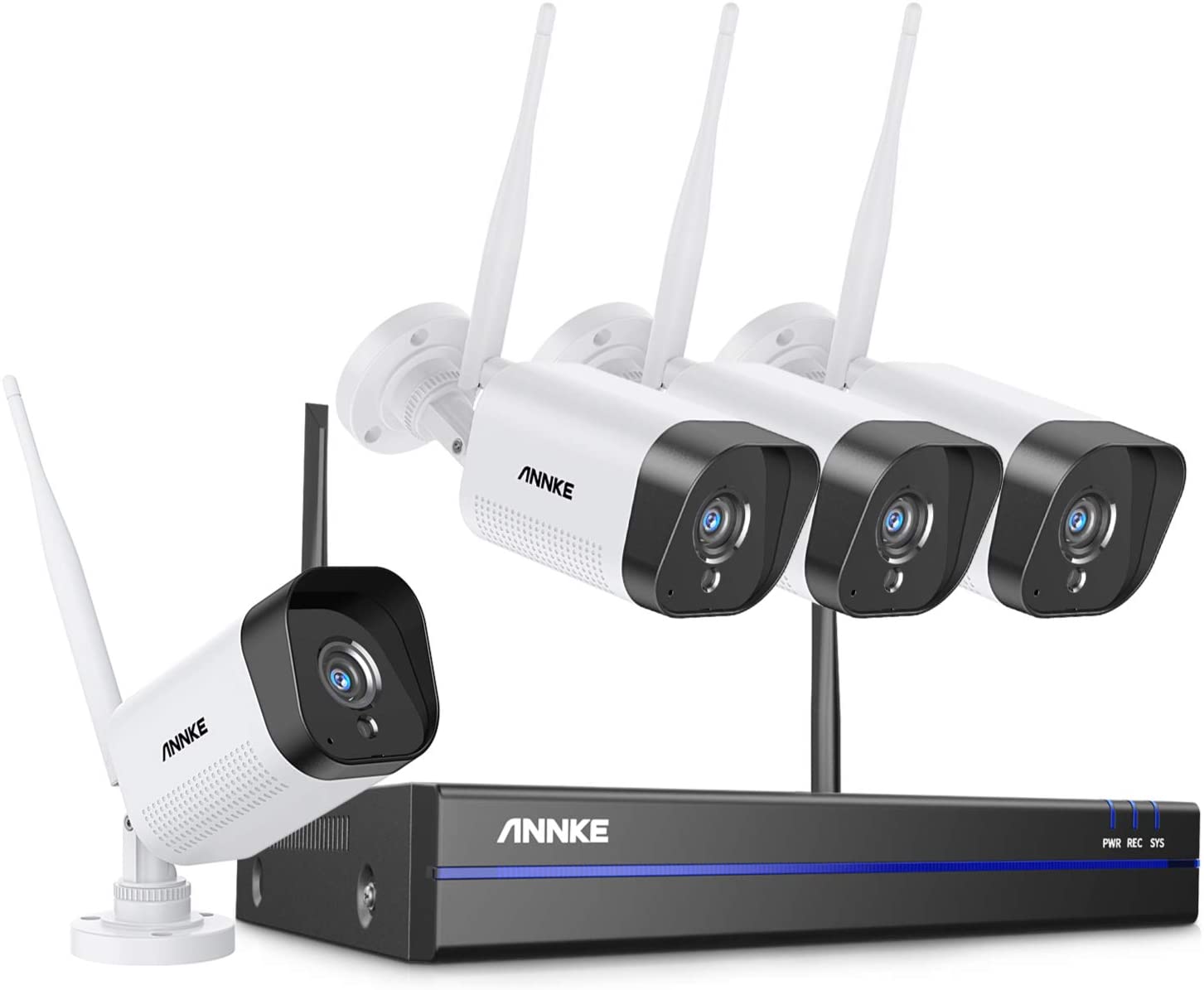 ANNKE 8CH 1080P WiFi Video Surveillance Kit Plug and Play System H.264 + WIFI Bullet Camera Night Vision External Remote Access Without HDD 4cam