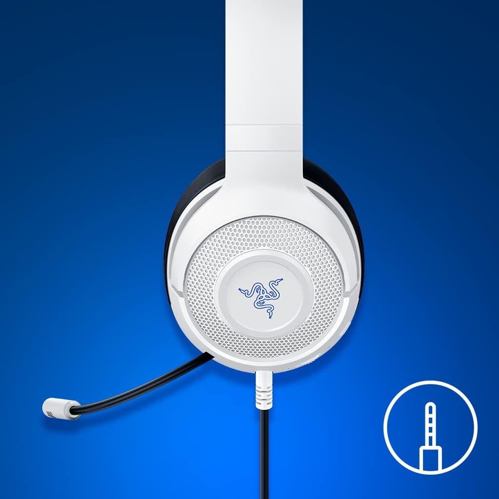 Razer Kraken X Ultraleichtes Gaming-Headset: 7.1 Surround Sound - Leichter Aluminiumrahmen - Biegbares Nierenmikrofon - für PC, PS4, PS5, Switch, Xbox One, Xbox Series X & S, Mobile - Weiß