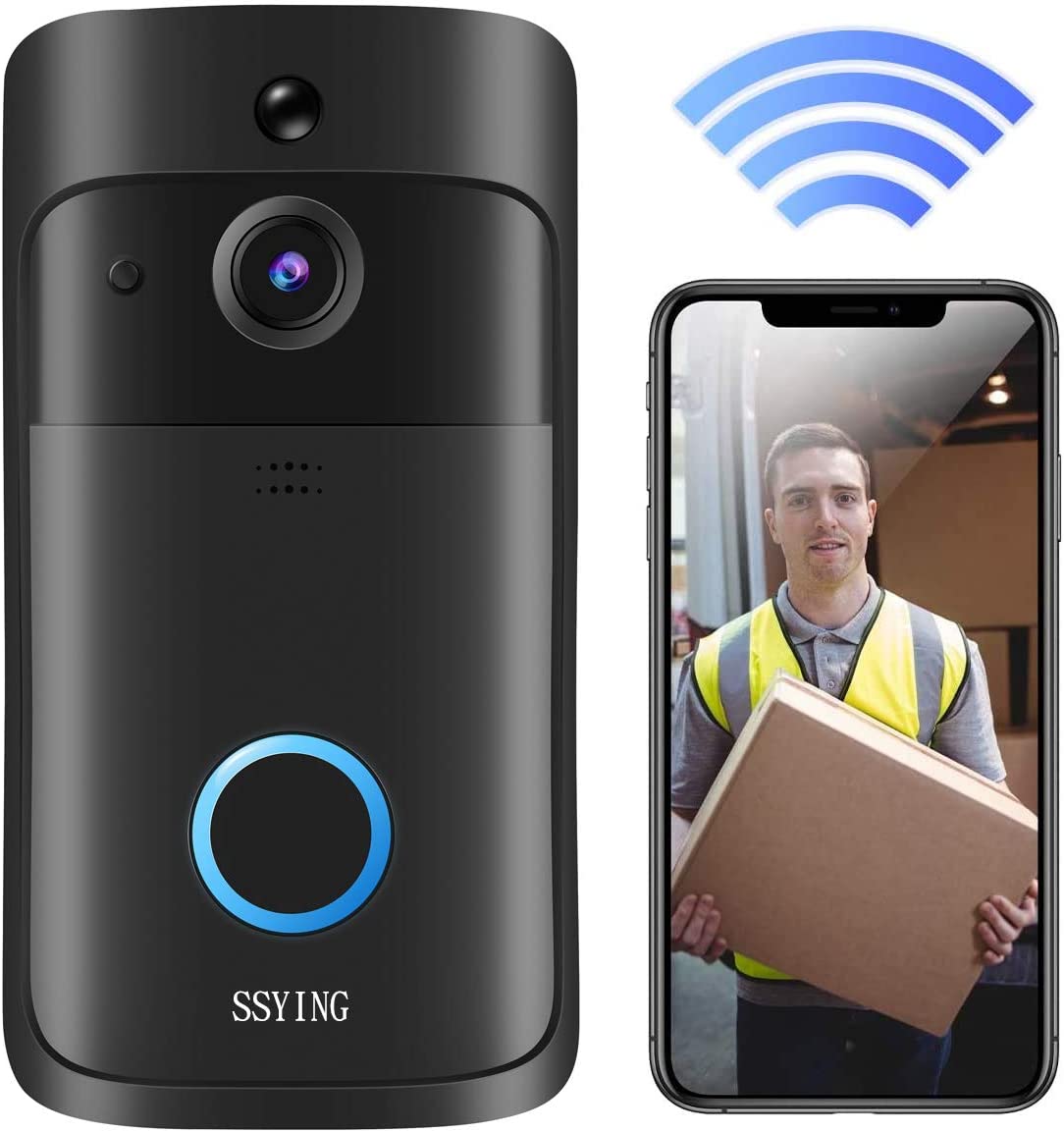 SSYING Video Doorbells HD Camera WiFi Wireless Doorbells Motion Detector Audio and Speaker Night Vision