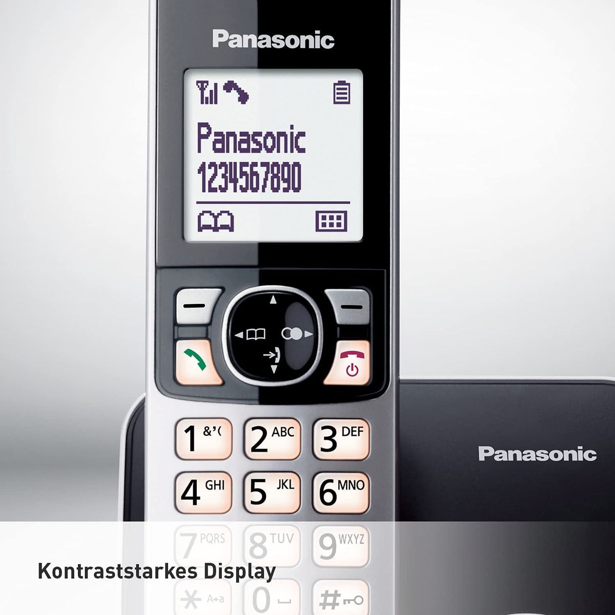 Panasonic KX-TG6851GB Schnurlostelefon (Bis zu 1.000 Telefonnummern sperren, übersichtliche Schriftgröße, lauter Hörer, Voll-Duplex Freisprechen) schwarz-silber 1 Schnurlostelefon schwarz-silber
