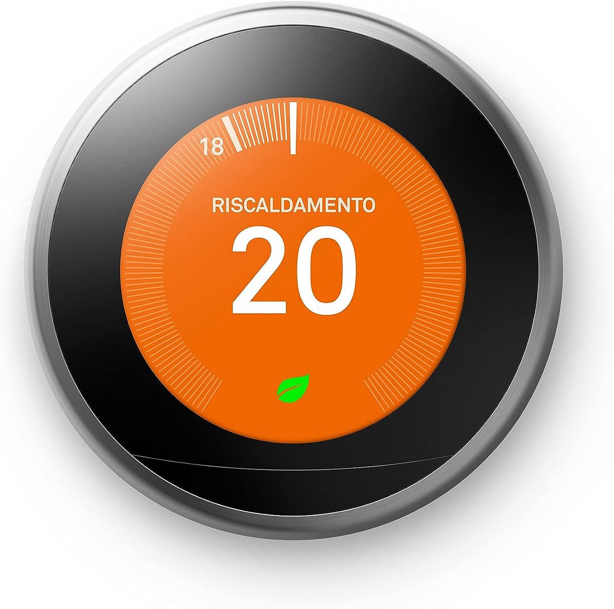 Google Nest Learning Thermostat Edelstahl, vom Telefon gesteuert, hilft, Energie zu sparen, Einheitsgröße Rostfreier Edelstahl