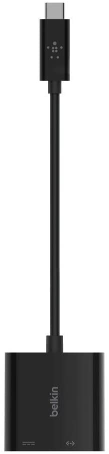 Belkin USB-C/Ethernet-Ladeadapter (60 W Leistung für angeschlossene Geräte, Ethernet-Datentransfer mit bis zu 1000 Mbit/s) MacBook Pro Ethernet-Adapter, INC001btBK 2 in 1