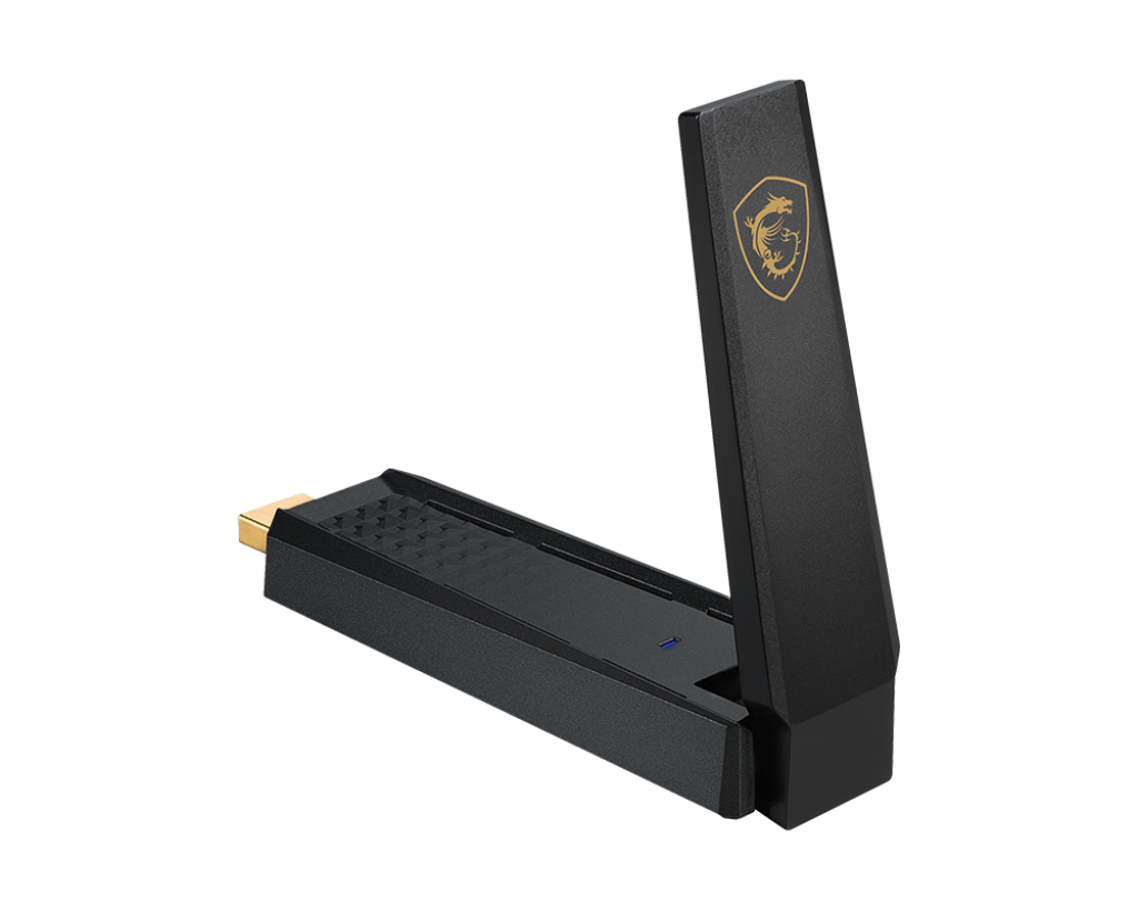 MSI AXE5400 USB-WLAN-Adapter, USB Typ-A, USB 2.0, Kabellos 2,4/5 GHz, Schwarz