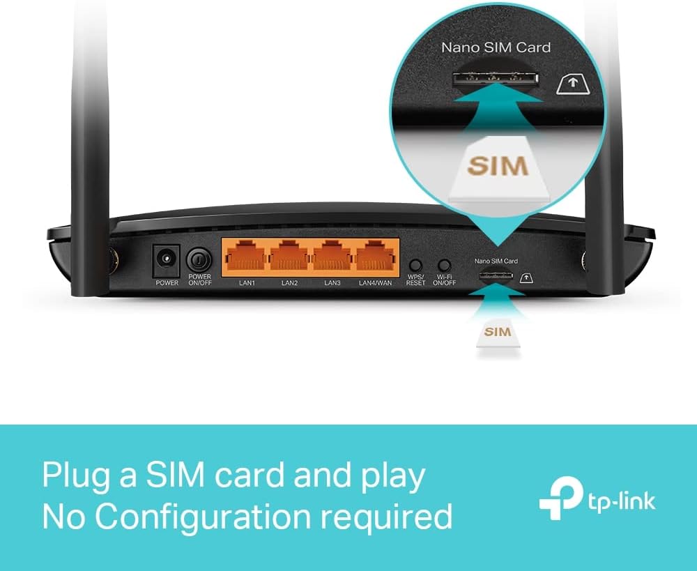 TP-Link Archer MR550 LTE Router, 4G+ Router unterstützt SIM Karten, 4G+ Cat6 bis zu 300Mbps, WLAN Dual-Band AC1200, Gigabit-LAN/WAN-Anschlüsse, Plug and Play