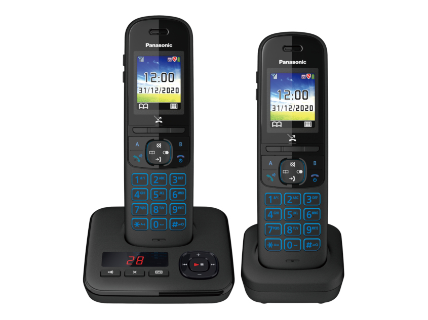 Panasonic Schnurloses Telefon Duo DECT Schwarz mit Anrufbeantworter