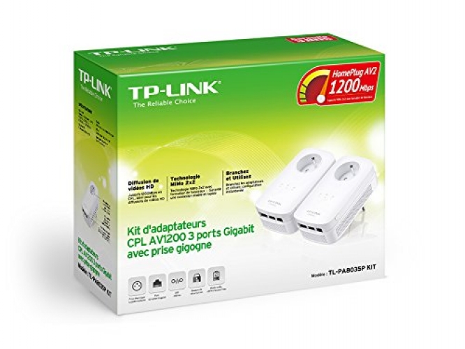 TP-Link AV1200 Powerline Netzwerkadapter Kit Steckdose TL-PA8035PKit  energiesparend Plug&Play AV2