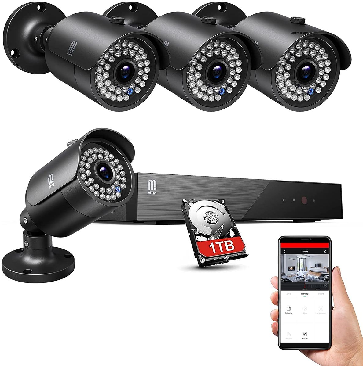 ‎MTM 5 MP surveillance camera set HD outdoor 8 channels infrared night vision