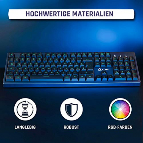 KLIM Bolt RGB Gaming Tastatur Multimedia-Steuerung Wired DE-Layout