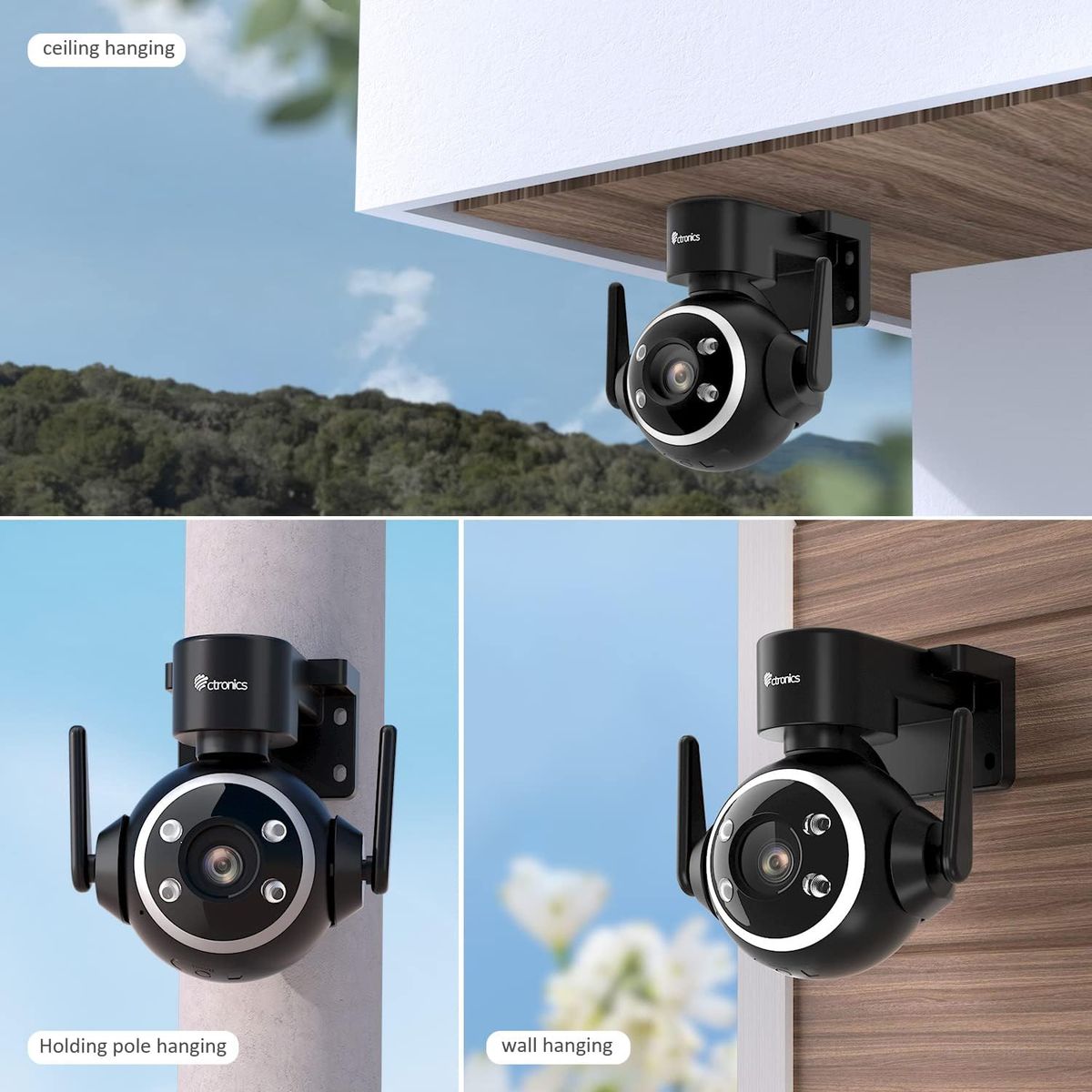 ctronics 2.5K 4MP Überwachungskamera Aussen WLAN 2,4/5GHz, PTZ WiFi IP Kamera Outdoor mit Automatische Verfolgung Personenerkennung Farbiger Nachtsicht 355°/90° Schwenkbar Zwei-Wege-Audio Schwarz