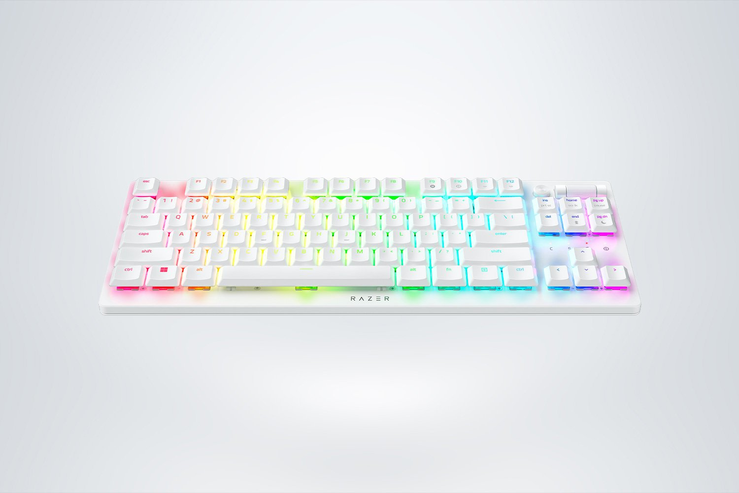 Razer DeathStalker V2 Pro TKL Gaming Keyboard Dual Wireless Optical Purple Switches RGB White USA Layout QWERTY ISO
